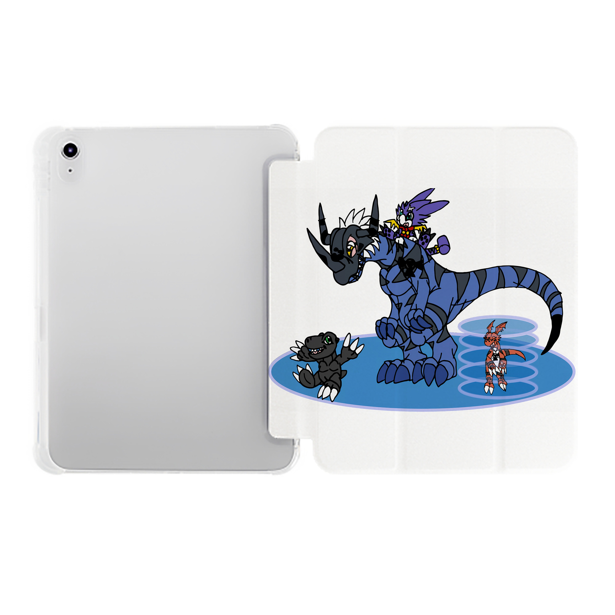 （画像用） Digimon デジタルモンスター/デジモン IPad ケース ペン収納付き 三つ折りスタンド PUレザー×シリコン 対応機種9.5/10.5/10.9インチ
